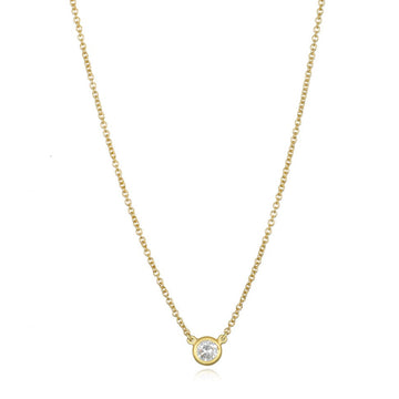 18 Karat Gold Round Brilliant Cut Diamond Solitaire Necklace