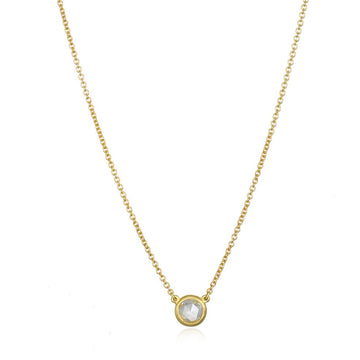 18 Karat Gold Rosecut Diamond Solitaire Necklace
