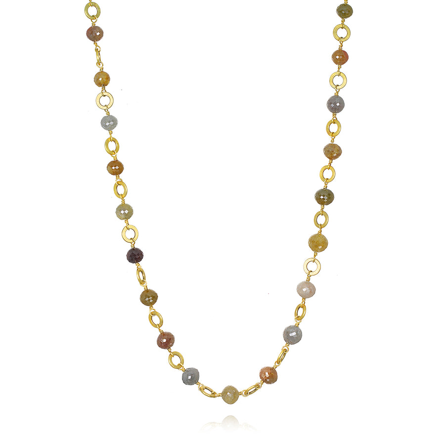 18 Karat Gold Milky Diamond Bead Necklace