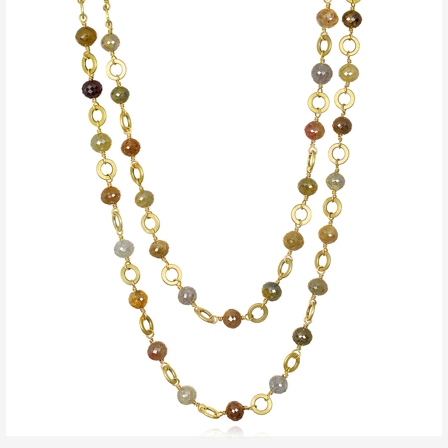 18 Karat Gold Milky Diamond Bead Necklace