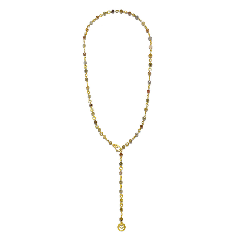 18 Karat Gold Milky Diamond Bead Necklace