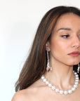 White South Sea Pearl Necklace with 18 Karat White Gold Diamond Clasp
