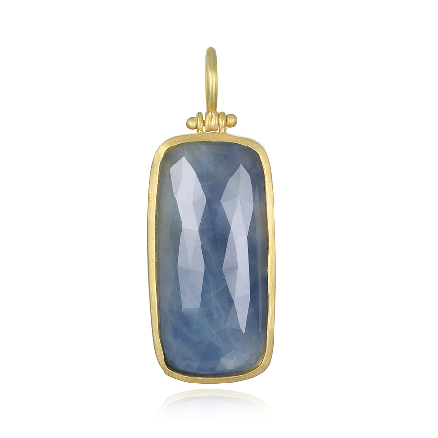 18 Karat Gold Blue Sapphire Slice Hinged Pendant
