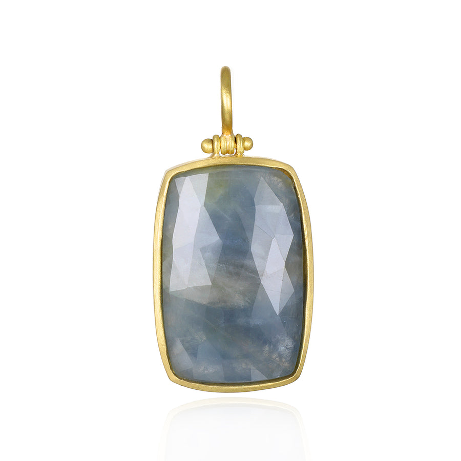 18 Karat Gold Blue Sapphire Slice Hinged Pendant