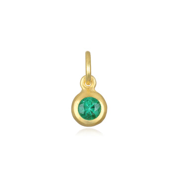 18 Karat Gold Bezel Set Emerald Birthstone Charm