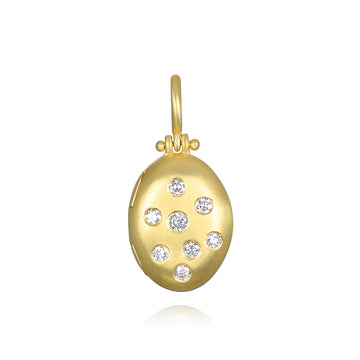 18 Karat Gold and Diamond Small Oval Locket