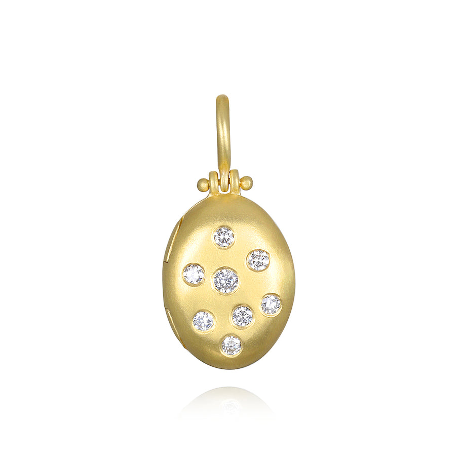 18 Karat Gold and Diamond Small Oval Locket