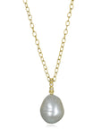 18 Karat Gold Pistachio Baroque Pearl Pendant with Diamond Granulation Bail
