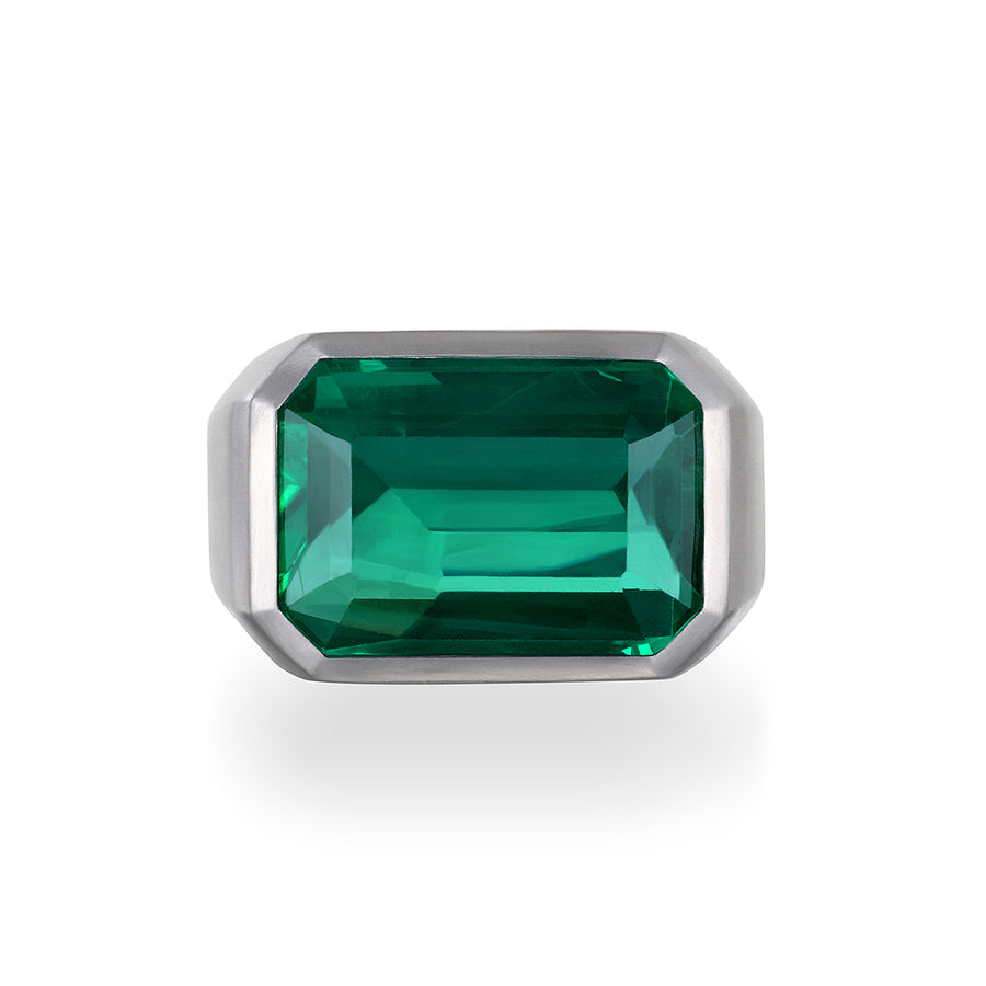 Platinum Zambian Emerald Bezel Ring