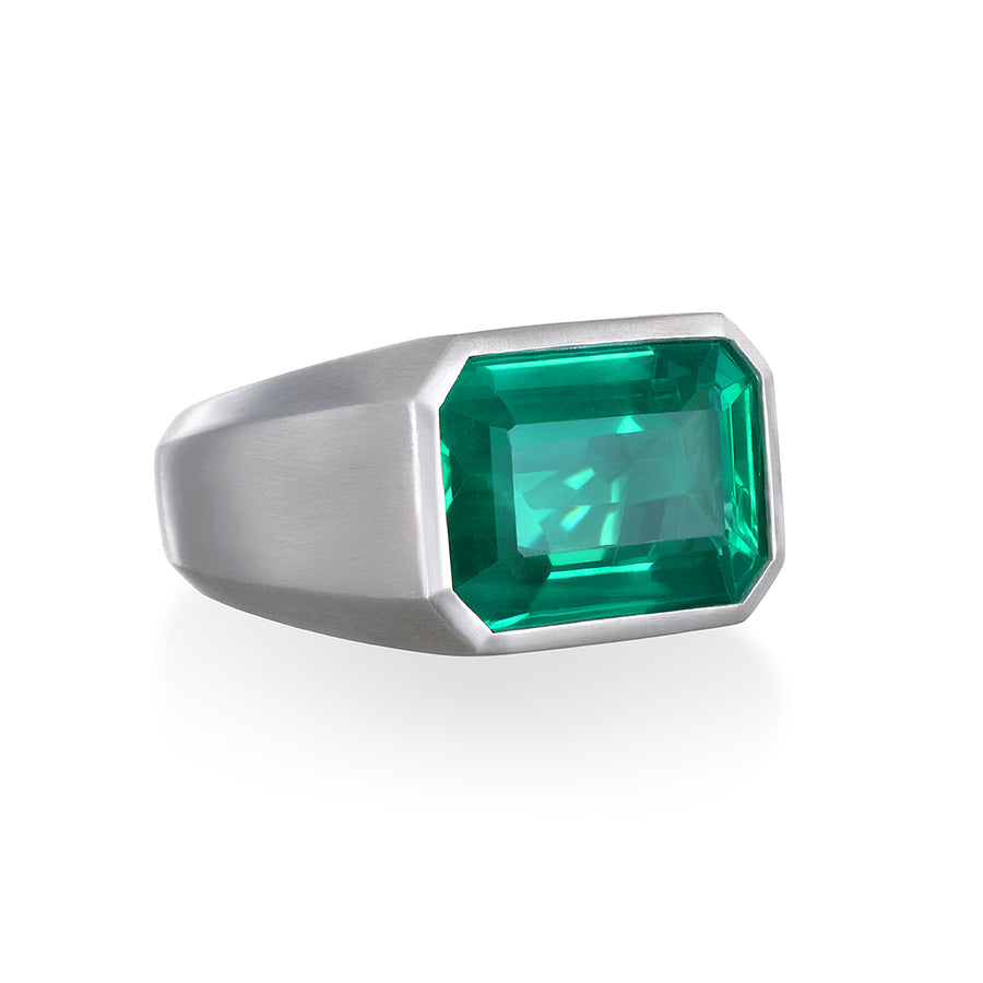 Platinum Zambian Emerald Bezel Ring