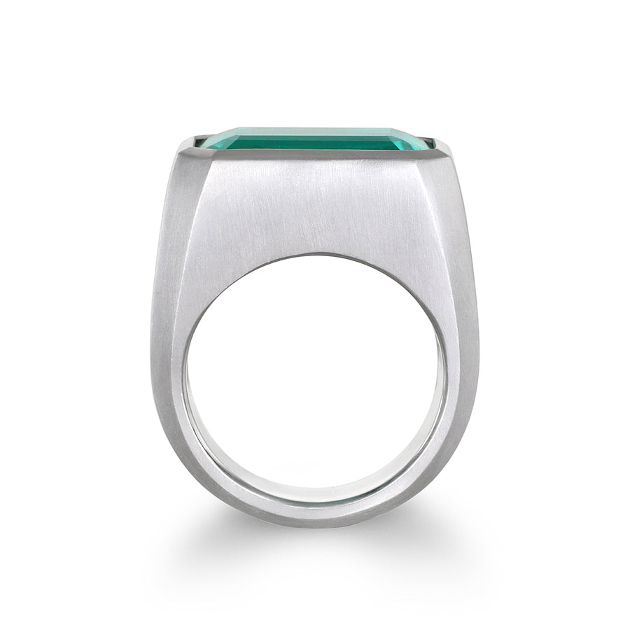 Platinum Zambian Emerald Bezel Ring
