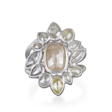 Platinum Milky Diamond Daisy Ring