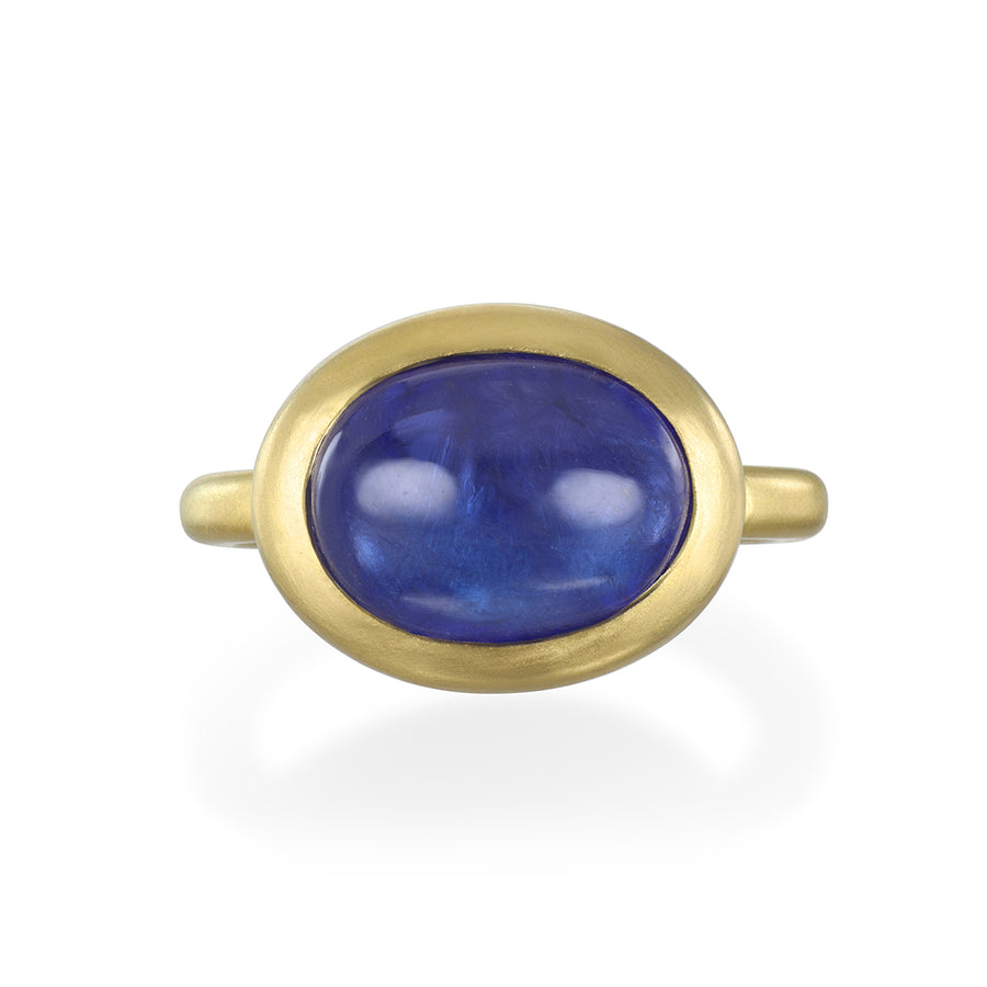 18 Karat Gold Tanzanite Cabachon Ring - 10.97 Cts