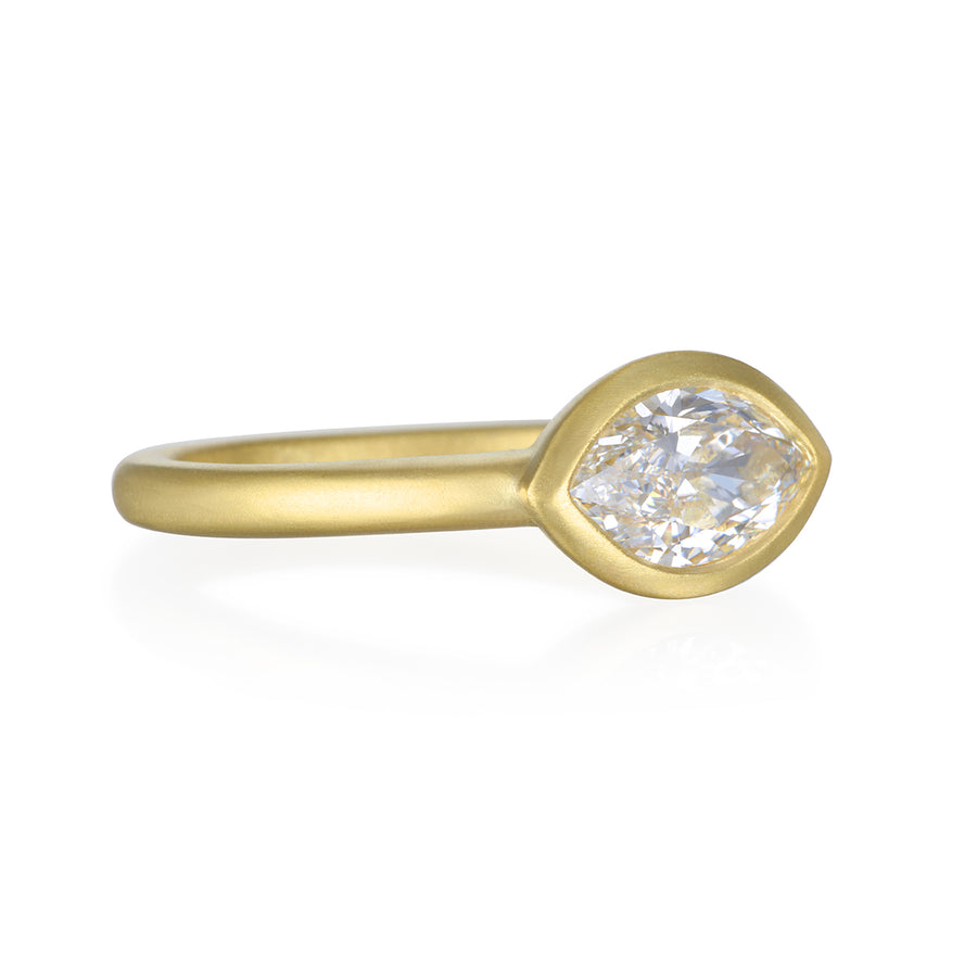 18 Karat Gold Marquise Diamond Bezel Ring