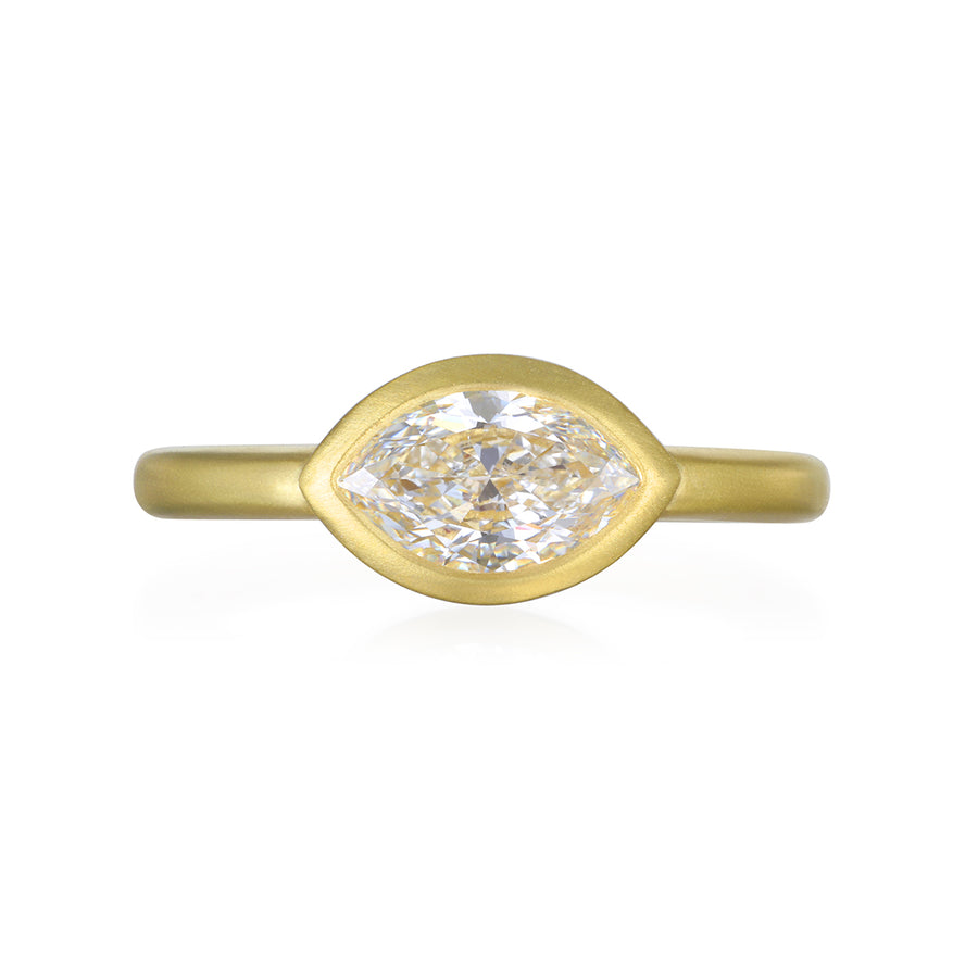 18 Karat Gold Marquise Diamond Bezel Ring