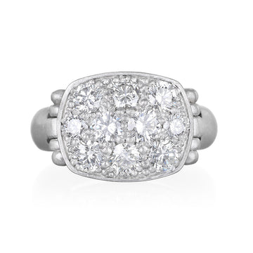 Platinum Diamond Pave Hinged Chiclet Ring