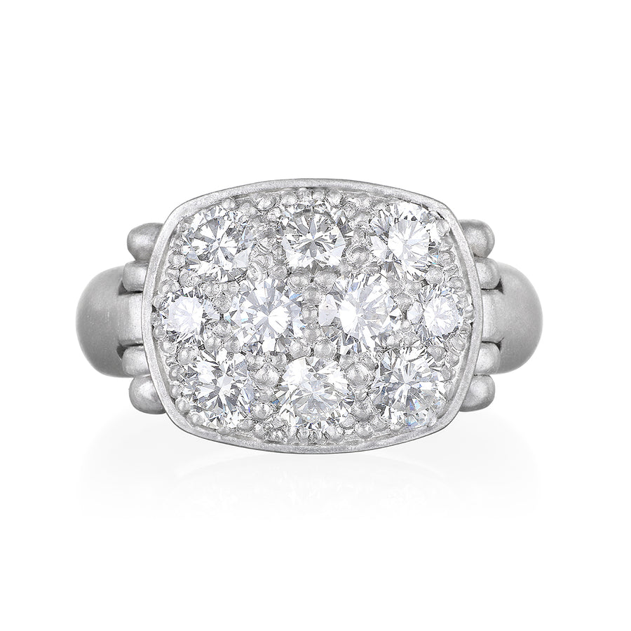 Platinum Pave Diamond Hinged Chiclet Ring