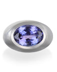 Platinum Faceted Oval Tanzanite Dome Ring