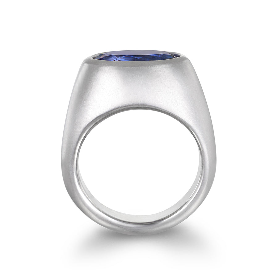 Platinum Faceted Oval Tanzanite Dome Ring