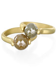 18 Karat Gold Faceted Milky Diamond Bead Ring