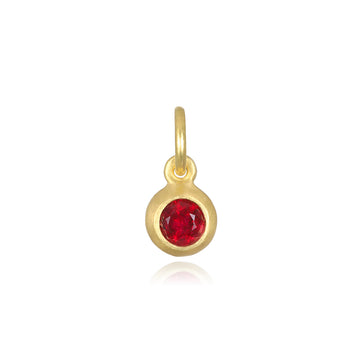 18 Karat Gold Bezel Set Ruby Birthstone Charm