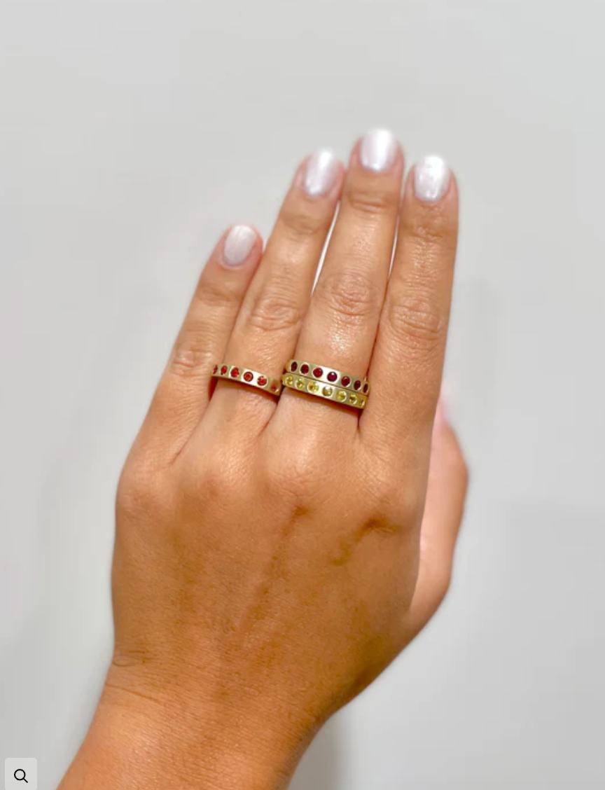 18 Karat Gold Tsavorite Garnet Bar Ring