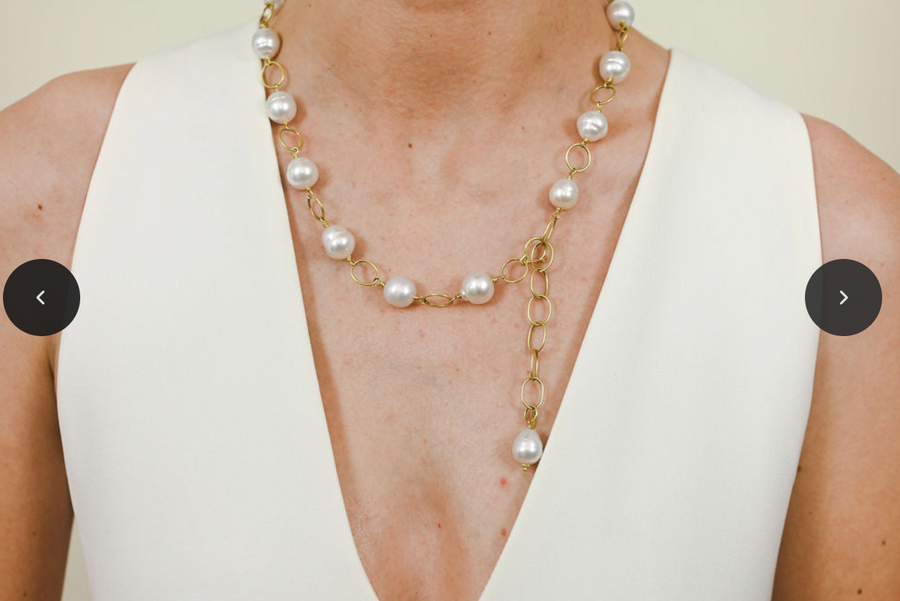 18 Karat Gold Black Tahitian Pearl Convertible Necklace + Bracelet