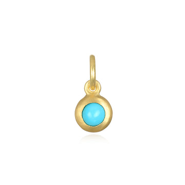 18 Karat Gold Bezel Set Turquoise Birthstone Charm