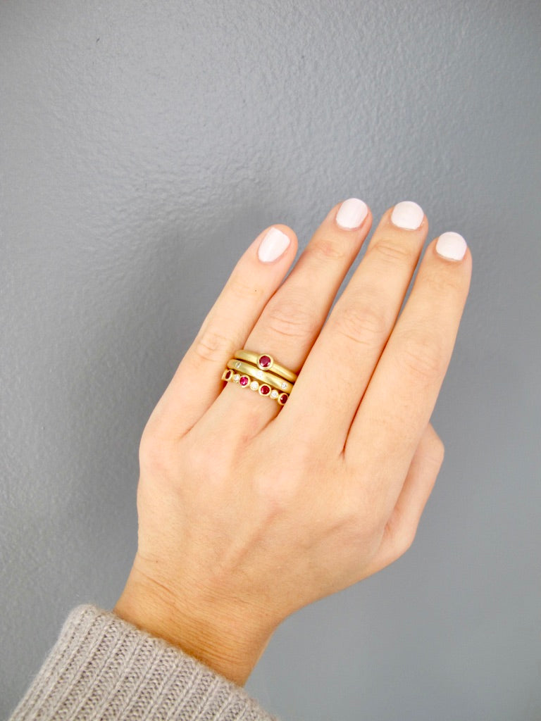 18 Karat Gold  Diamond and Ruby Eternity Band