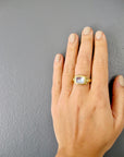 18 Karat Gold Hinged Rectangle Ceylon Moonstone Ring
