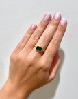 French Cut Green Tourmaline Bezel Ring