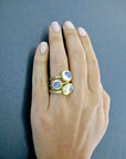 18 Karat Gold Blue Moonstone Bezel Ring