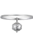 Platinum Bangle Bracelet with Diamond Ball Charm