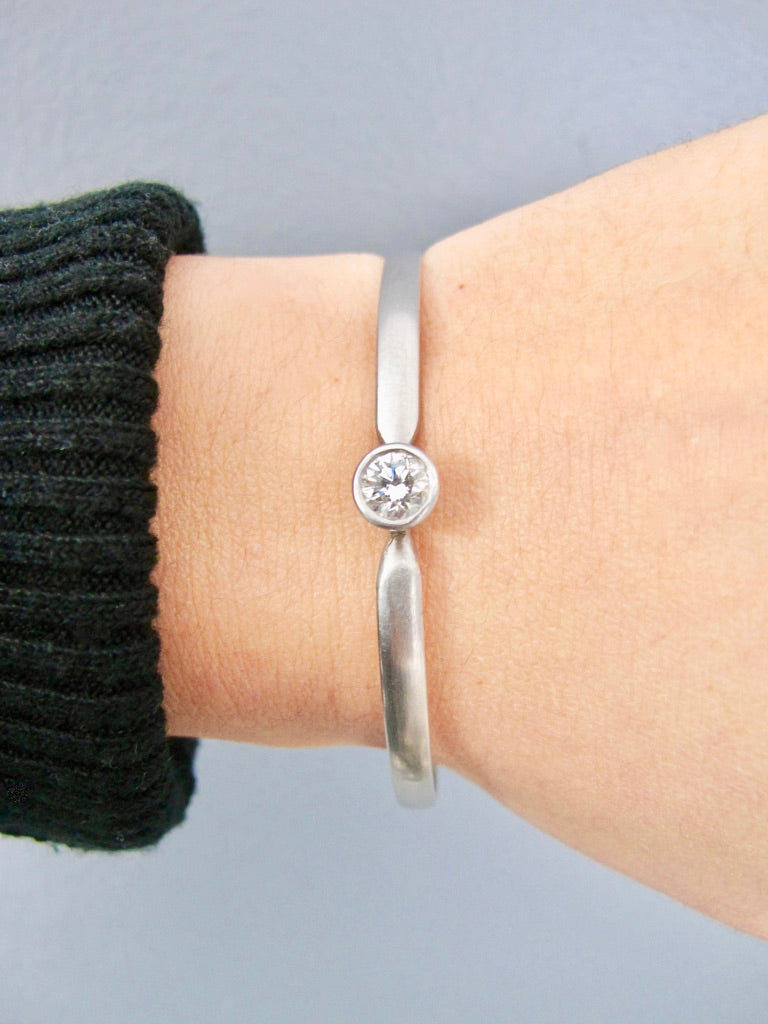 Platinum Diamond Solitaire Bangle Bracelet