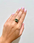 Green Tourmaline Baguette Bezel Ring