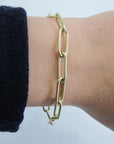 18 Karat Gold Paperclip Chain Bracelet