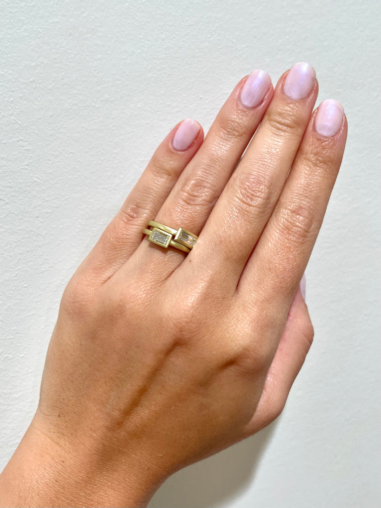 18 Karat Gold Diamond Baguette Bezel Ring-.48 Carats
