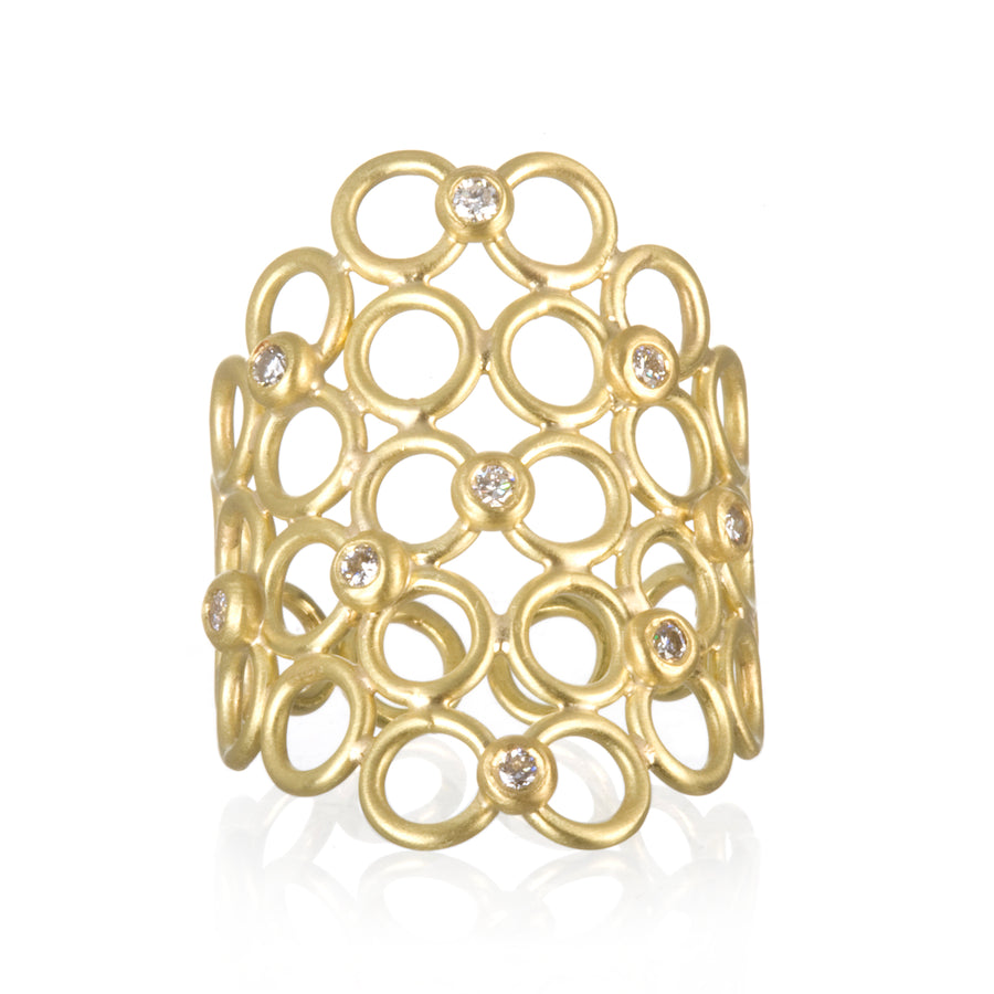 18 Karat Gold Diamond Mesh Ring