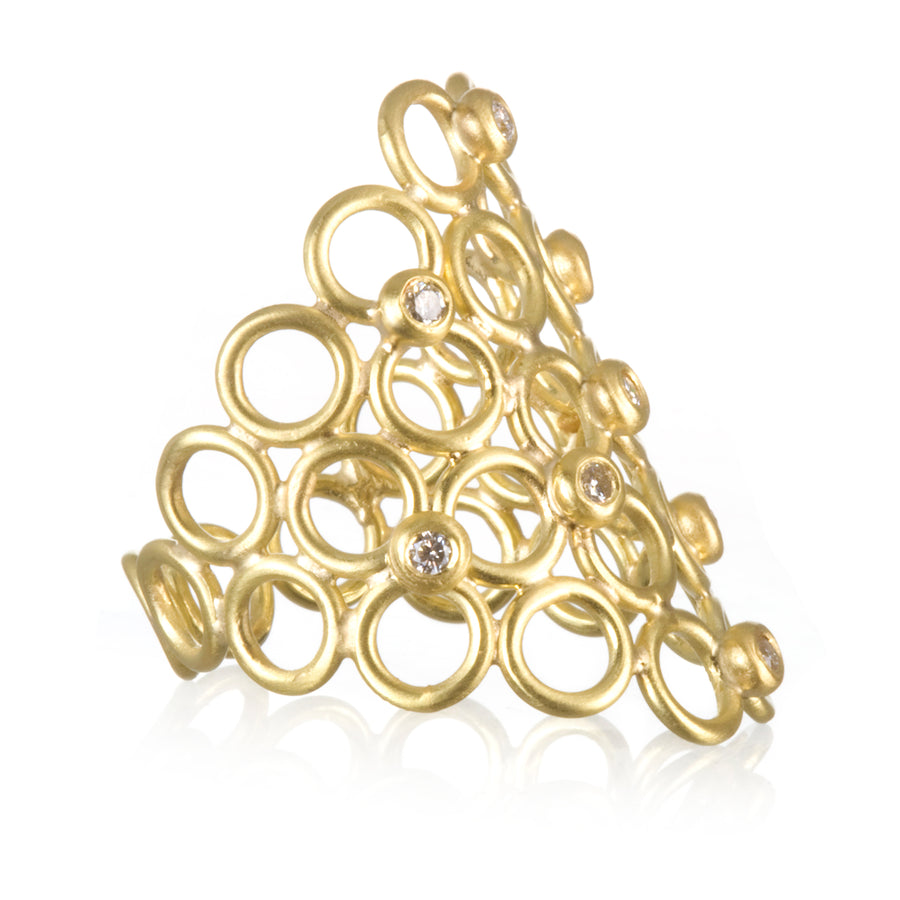 18 Karat Gold Diamond Mesh Ring