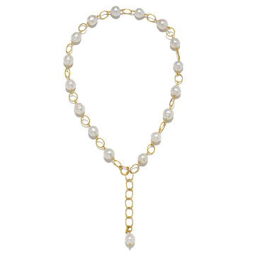 18 Karat Gold White South Sea Pearl Link Necklace
