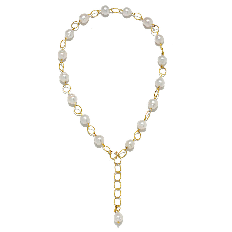 18 Karat Gold White South Sea Pearl Convertible Necklace + Bracelet