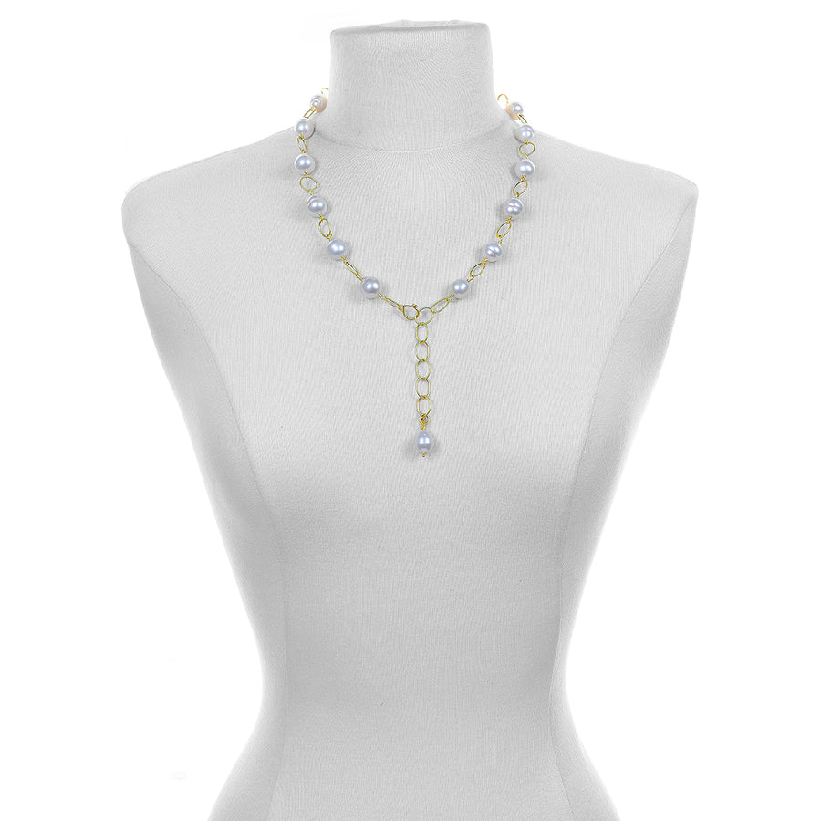 18 Karat Gold White South Sea Pearl Convertible Necklace + Bracelet