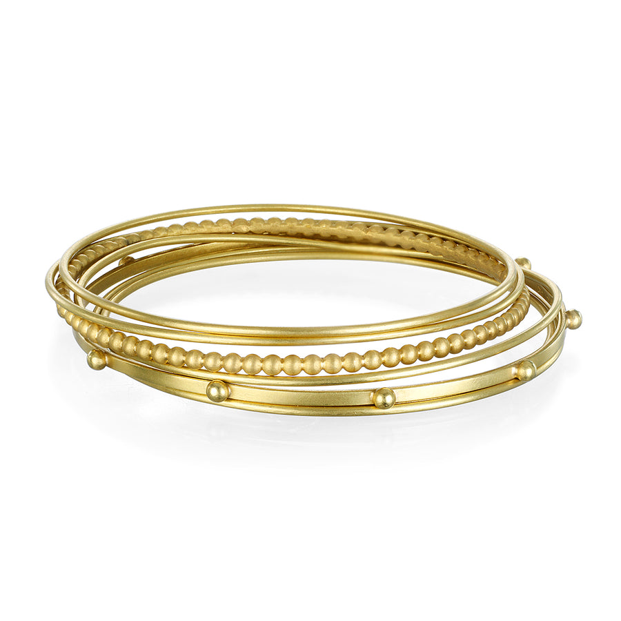 18 Karat Gold Granulation Bead Bangle