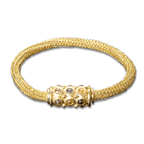 Crocheted Raw Diamond Bracelet