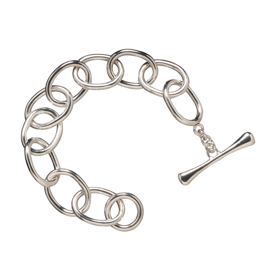 Sterling Silver Oval Link Toggle Bracelet