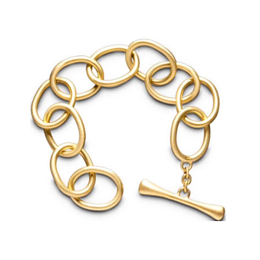 18 Karat Gold Oval Link Toggle Bracelet
