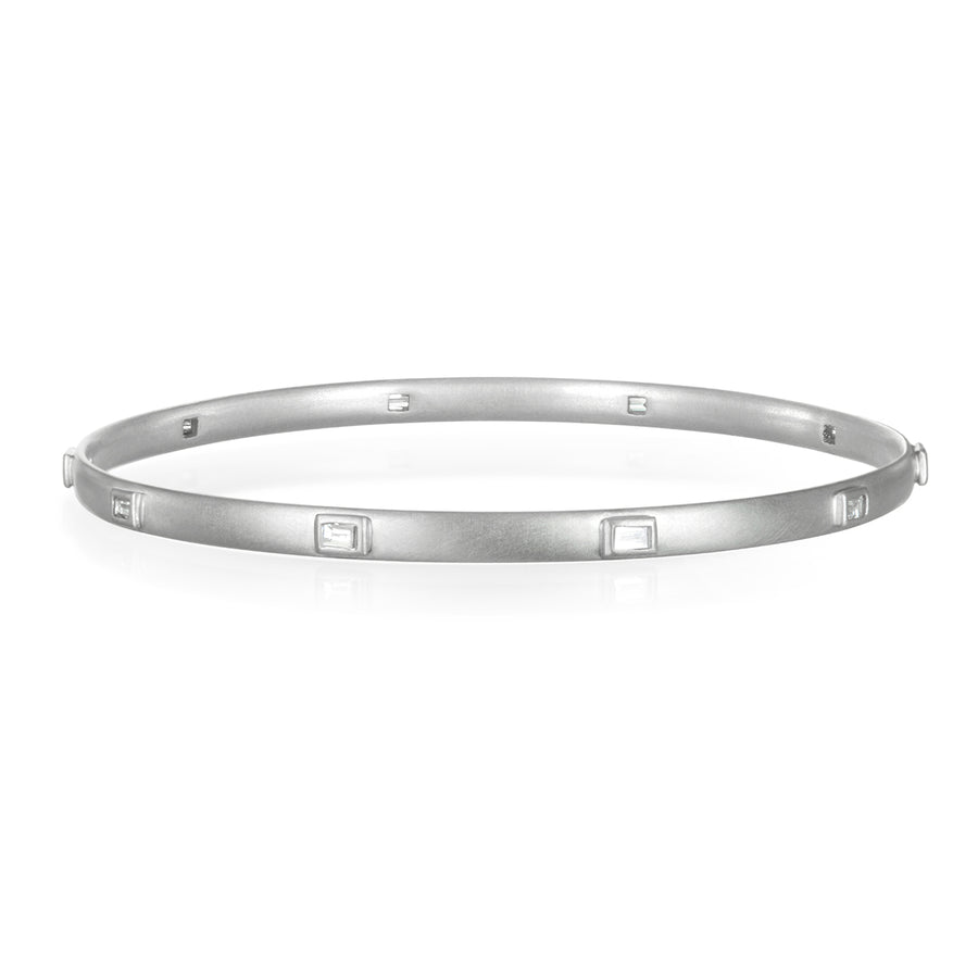 Platinum Diamond Baguette  Bangle