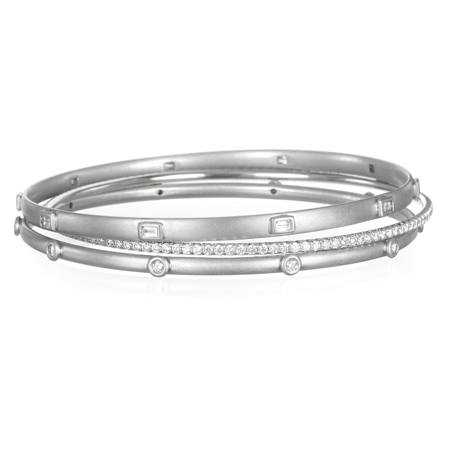 Platinum Diamond Baguette  Bangle