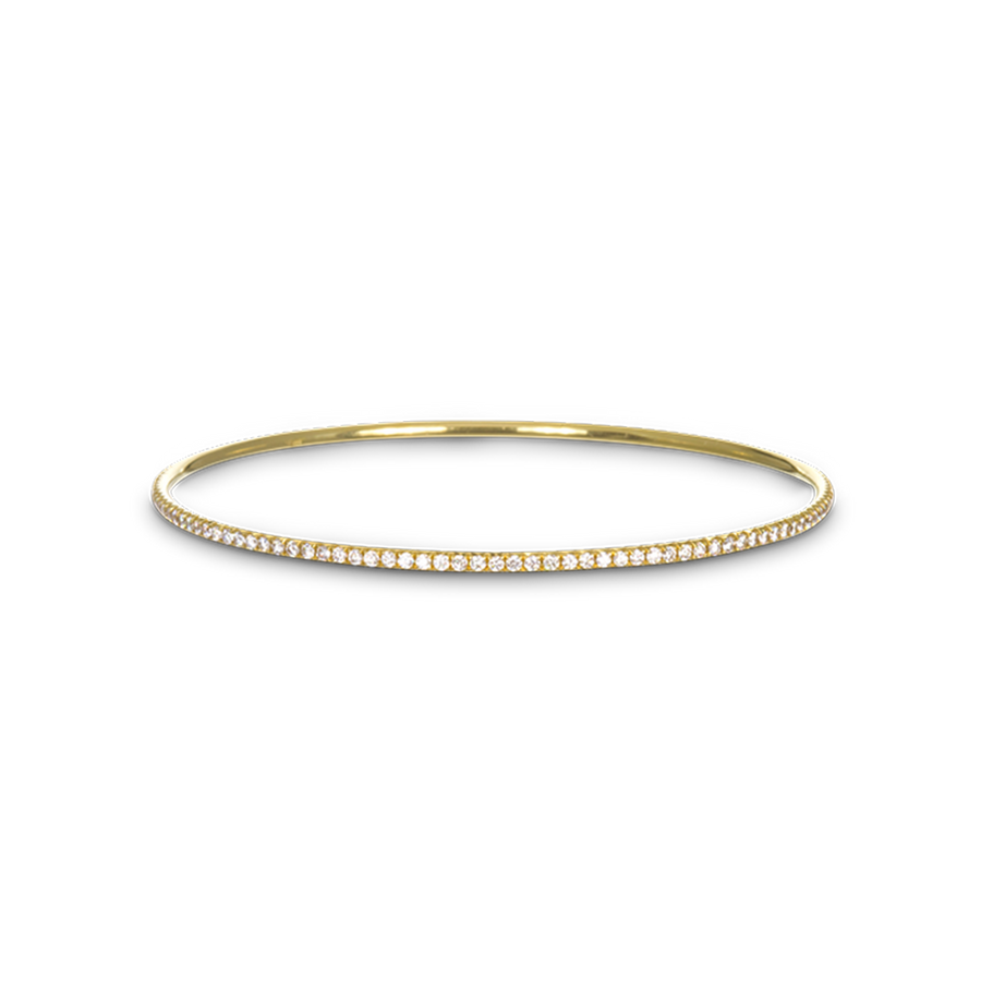 18 Karat Gold Micro Pave Diamond Bangle