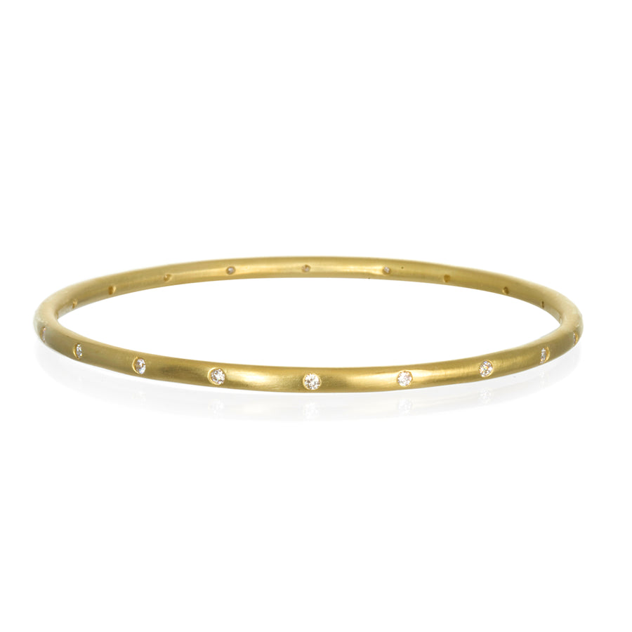 18 Karat Gold and Burnished Diamond Bangle Bracelet